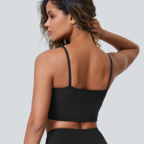 Halara Patitoff 2.0 Pet Hair Resistant Padded Cropped Yoga Cami in Black S NWT - Picture 2 of 10